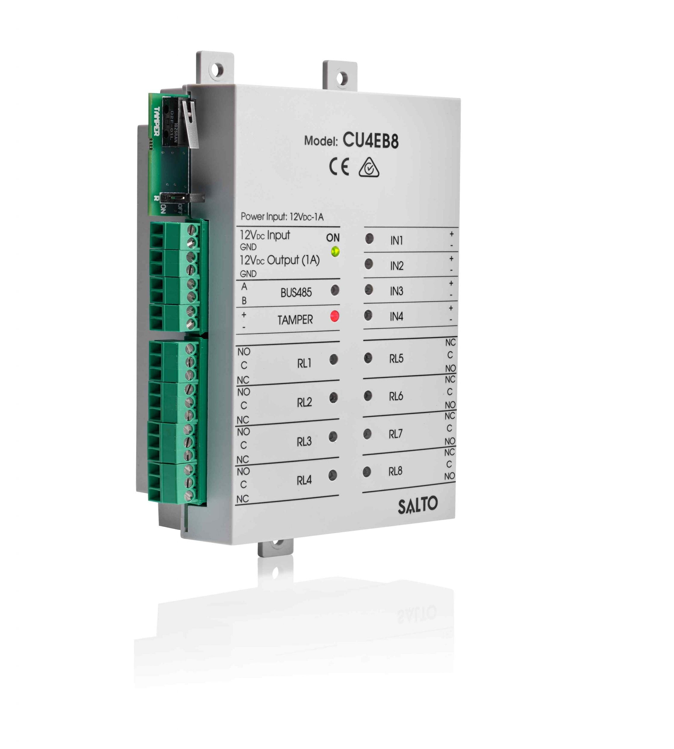 SALTO XS4 Controller with input/output expansion unit attached, showing its ports and connectivity options.