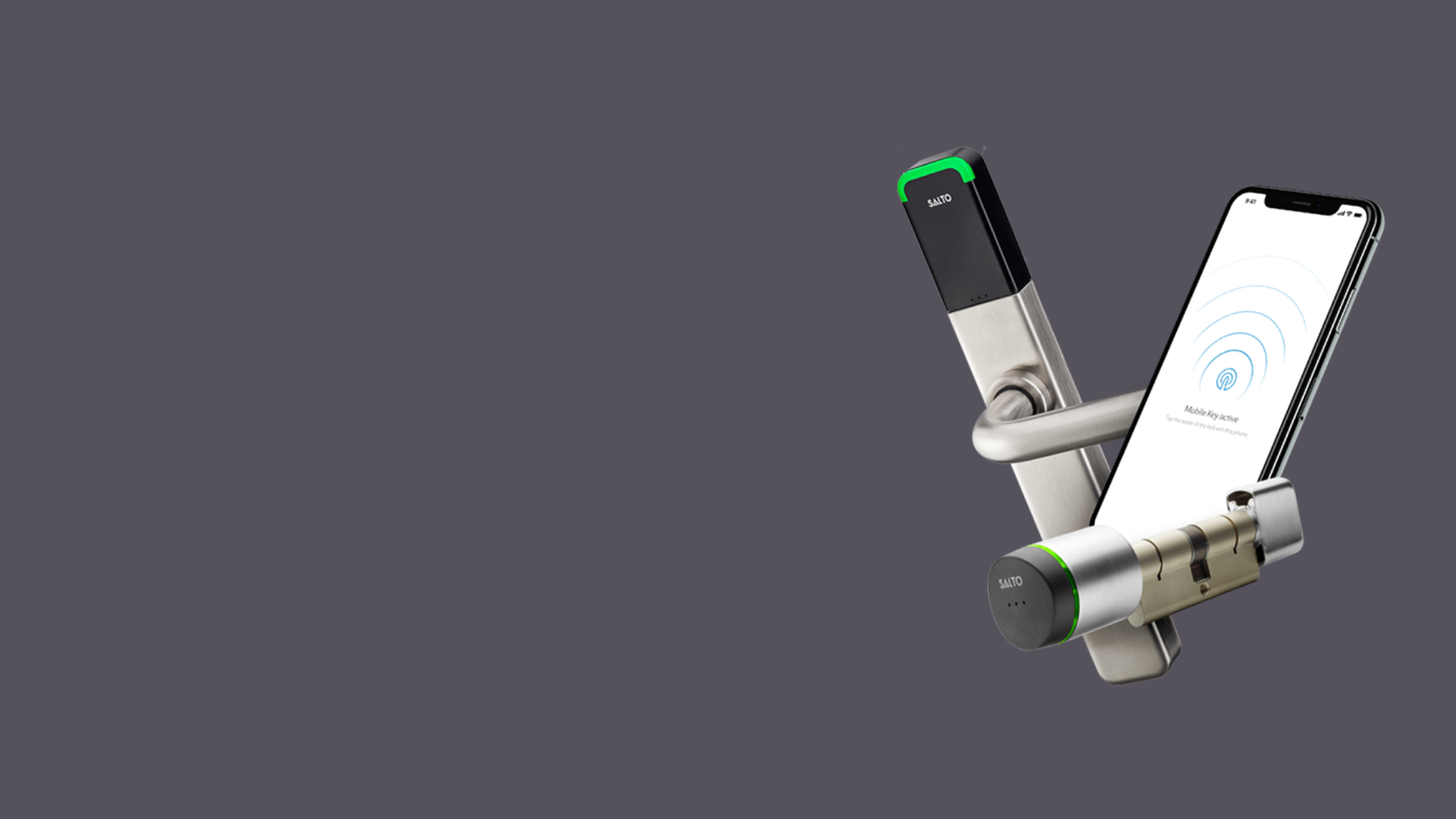 Salto smart electronic lock installed on an office door with audit trail capability